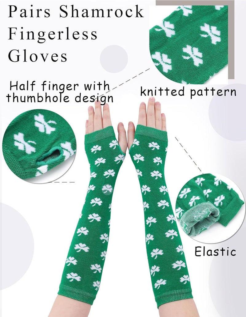 Urieo Striped Knee High Socks Knitted Arm Leg Warmers Set Knit Costume Long Fingerless Gloves with Thumb Hole for Women - Image 3